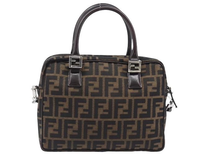 FENDI Zucca Canvas Handtasche 2way Schwarz Braun Auth 206742V - Ansicht 2