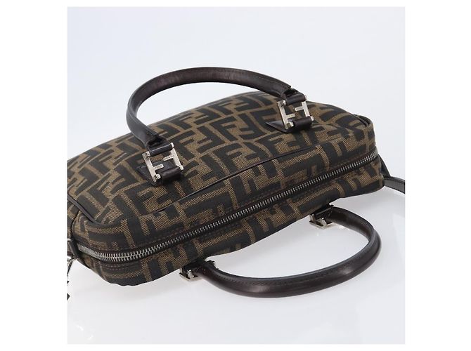 FENDI Zucca Canvas Handtasche 2way Schwarz Braun Auth 206742V - Ansicht 6