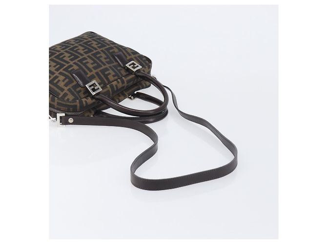 FENDI Zucca Canvas Handtasche 2way Schwarz Braun Auth 206742V - Ansicht 8