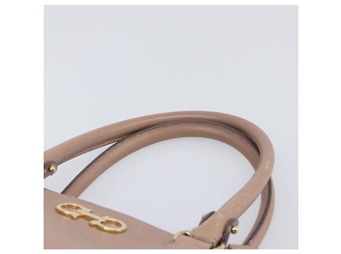 Borsa Salvatore Ferragamo Gancini in pelle beige e oro autentica bs37485 - vista 14