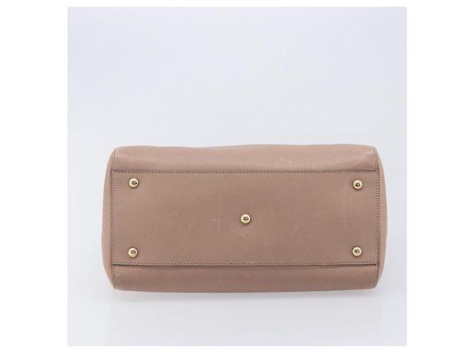 Borsa Salvatore Ferragamo Gancini in pelle beige e oro autentica bs37485 - vista 6