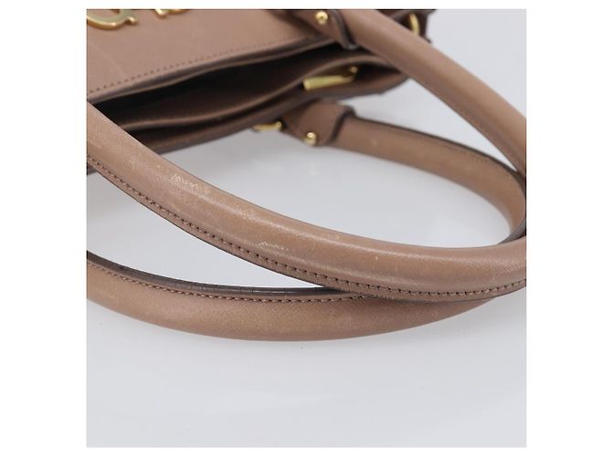 Borsa Salvatore Ferragamo Gancini in pelle beige e oro autentica bs37485 - vista 9