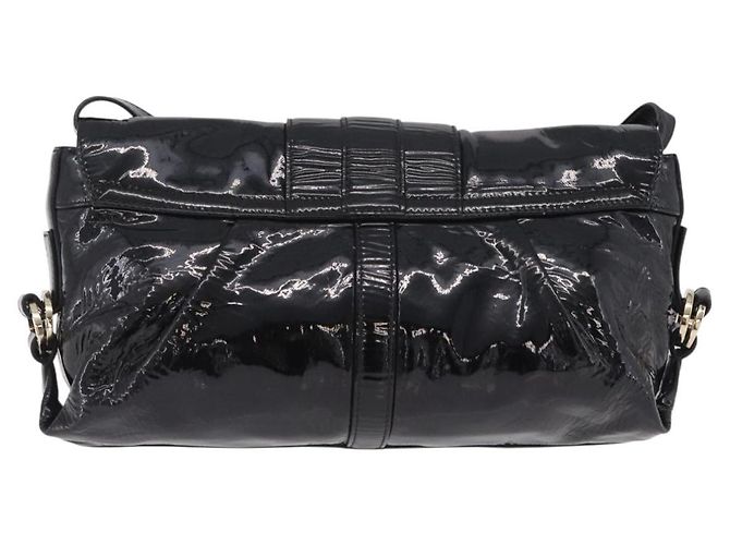 Bulgari Borsa a Tracolla BVLGARI Chandra Vernice Nera Tono Oro Auth BA16118 Nero - vista 2