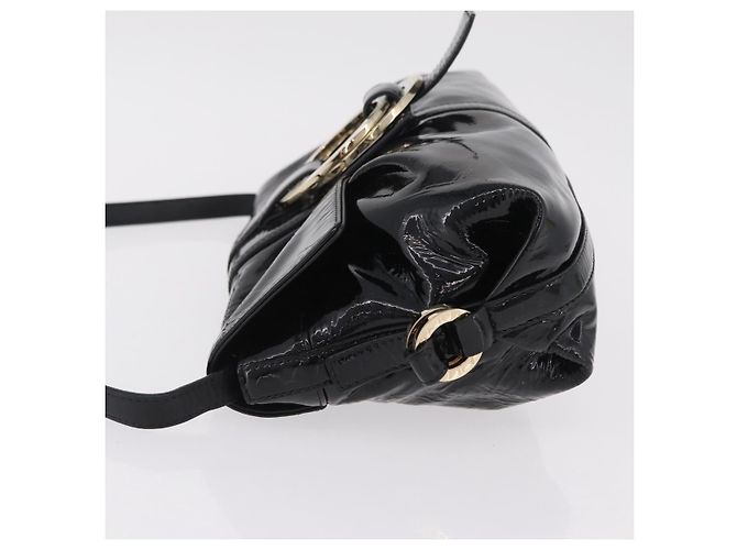 Bulgari Borsa a Tracolla BVLGARI Chandra Vernice Nera Tono Oro Auth BA16118 Nero - vista 4