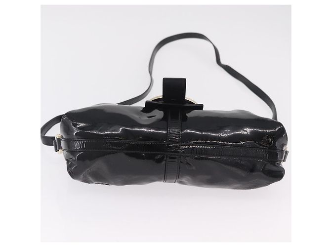 Bulgari Borsa a Tracolla BVLGARI Chandra Vernice Nera Tono Oro Auth BA16118 Nero - vista 5