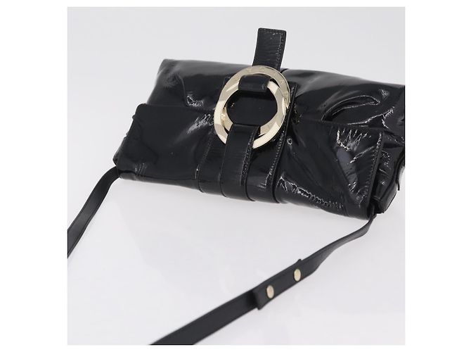 Bulgari Borsa a Tracolla BVLGARI Chandra Vernice Nera Tono Oro Auth BA16118 Nero - vista 6
