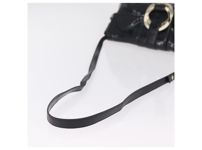 Bulgari Borsa a Tracolla BVLGARI Chandra Vernice Nera Tono Oro Auth BA16118 Nero - vista 7