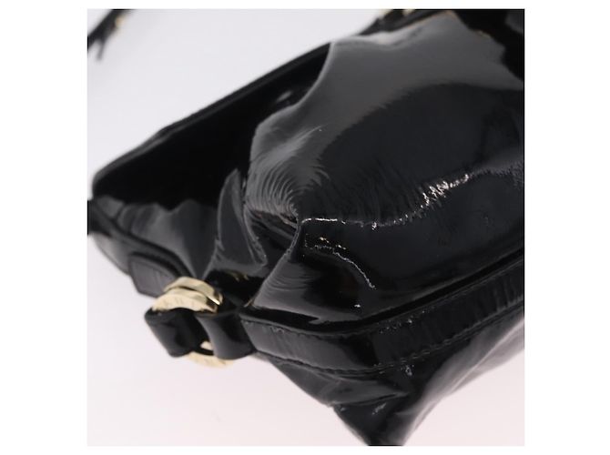 Bulgari Borsa a Tracolla BVLGARI Chandra Vernice Nera Tono Oro Auth BA16118 Nero - vista 9