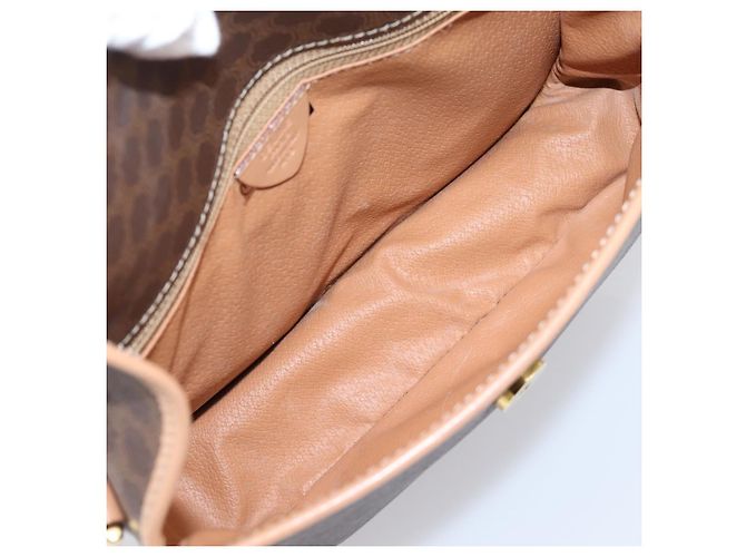 Céline Borsa a tracolla CELINE Macadam Canvas PVC Leather Brown Gold Auth 205063V Marrone D'oro - vista 10