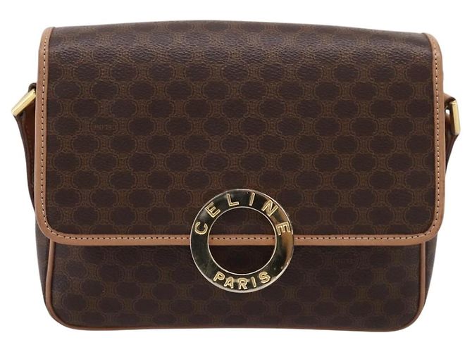 Céline Borsa a tracolla CELINE Macadam Canvas PVC Leather Brown Gold Auth 205063V Marrone D'oro - vista 13