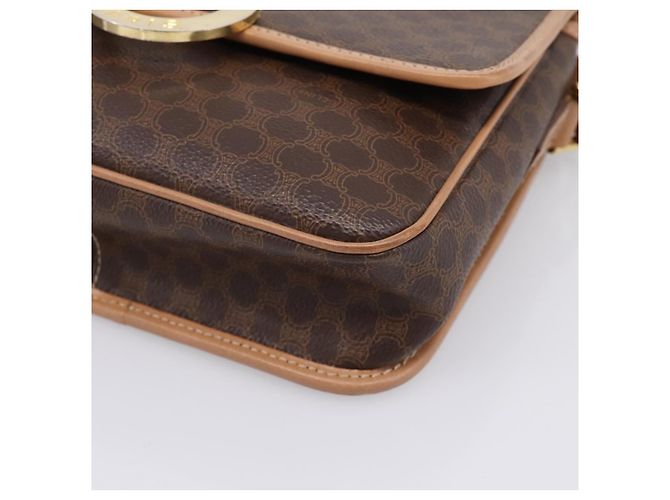 Céline Borsa a tracolla CELINE Macadam Canvas PVC Leather Brown Gold Auth 205063V Marrone D'oro - vista 14