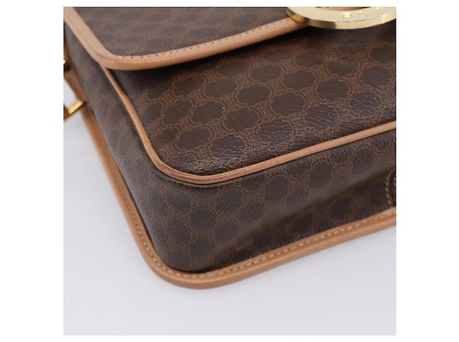 Céline Borsa a tracolla CELINE Macadam Canvas PVC Leather Brown Gold Auth 205063V Marrone D'oro - vista 15