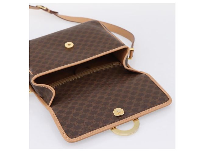 Céline Borsa a tracolla CELINE Macadam Canvas PVC Leather Brown Gold Auth 205063V Marrone D'oro - vista 19