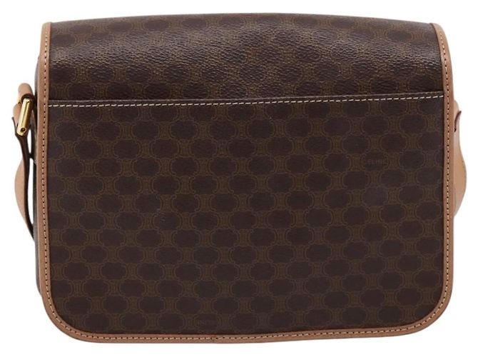 Céline Borsa a tracolla CELINE Macadam Canvas PVC Leather Brown Gold Auth 205063V Marrone D'oro - vista 2
