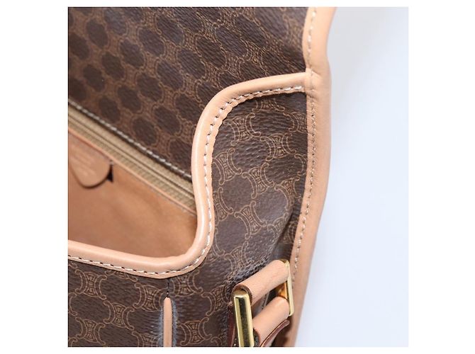 Céline Borsa a tracolla CELINE Macadam Canvas PVC Leather Brown Gold Auth 205063V Marrone D'oro - vista 20