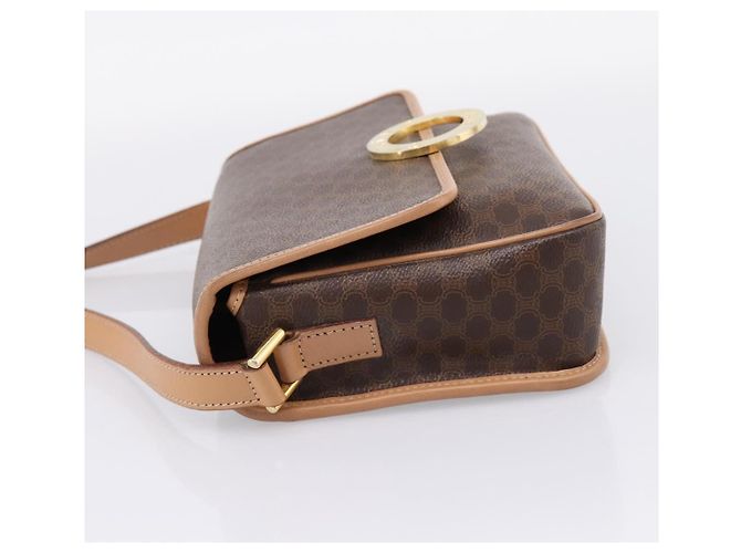 Céline Borsa a tracolla CELINE Macadam Canvas PVC Leather Brown Gold Auth 205063V Marrone D'oro - vista 3