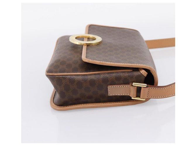 Céline Borsa a tracolla CELINE Macadam Canvas PVC Leather Brown Gold Auth 205063V Marrone D'oro - vista 4