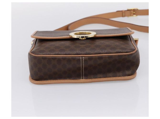Céline Borsa a tracolla CELINE Macadam Canvas PVC Leather Brown Gold Auth 205063V Marrone D'oro - vista 5