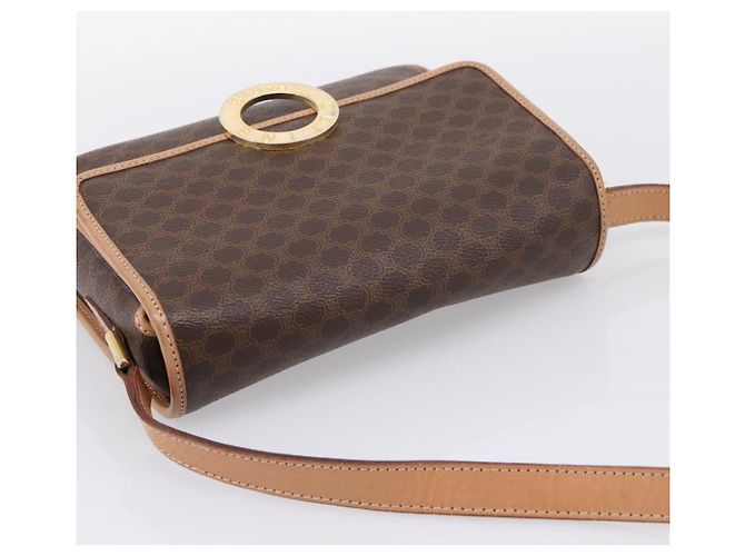 Céline Borsa a tracolla CELINE Macadam Canvas PVC Leather Brown Gold Auth 205063V Marrone D'oro - vista 6