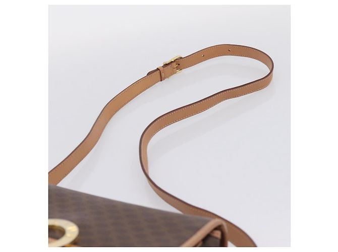 Céline Borsa a tracolla CELINE Macadam Canvas PVC Leather Brown Gold Auth 205063V Marrone D'oro - vista 8
