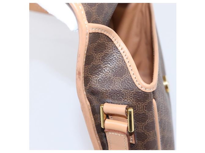Céline Borsa a tracolla CELINE Macadam Canvas PVC Leather Brown Gold Auth 205063V Marrone D'oro - vista 9