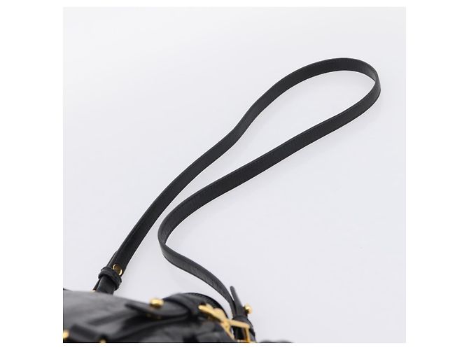 Bolsa de mão Miu Miu em couro 2way preta tom dourado Auth 167724SAM Preto - vista 16