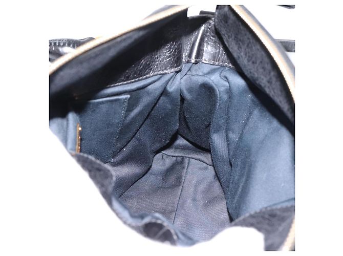 Bolsa de mão Miu Miu em couro 2way preta tom dourado Auth 167724SAM Preto - vista 22