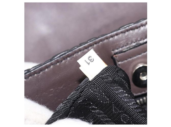 Borsa a mano PRADA in pelle nera argento BN1235 Auth am12716A Nero - vista 10