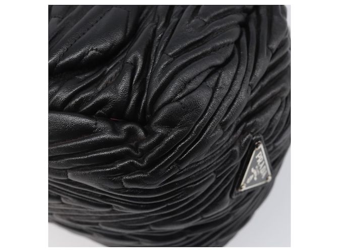 Borsa a mano PRADA in pelle nera argento BN1235 Auth am12716A Nero - vista 17