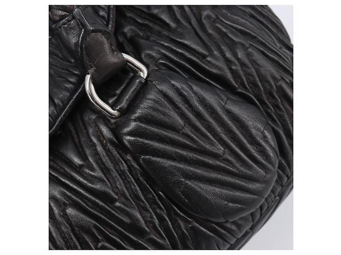 Borsa a mano PRADA in pelle nera argento BN1235 Auth am12716A Nero - vista 21