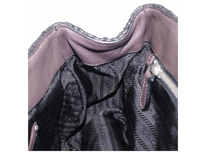 Borsa a mano PRADA in pelle nera argento BN1235 Auth am12716A Nero - vista 25