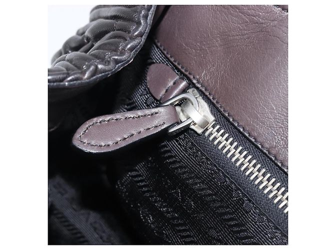 Borsa a mano PRADA in pelle nera argento BN1235 Auth am12716A Nero - vista 26