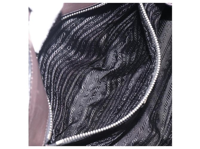 Borsa a mano PRADA in pelle nera argento BN1235 Auth am12716A Nero - vista 27