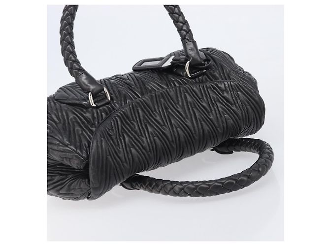 Borsa a mano PRADA in pelle nera argento BN1235 Auth am12716A Nero - vista 6