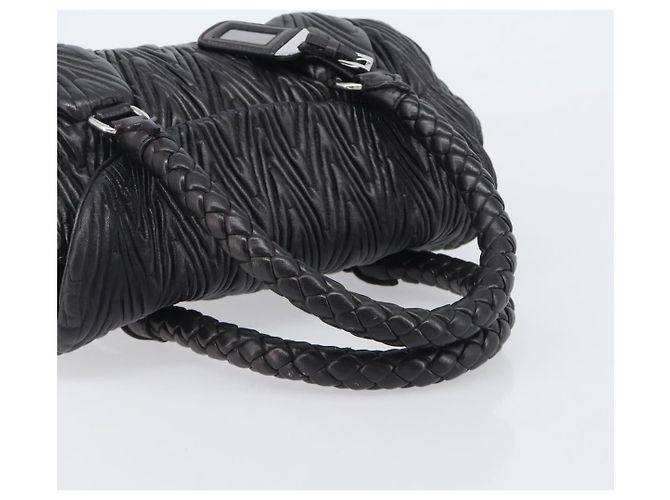 Borsa a mano PRADA in pelle nera argento BN1235 Auth am12716A Nero - vista 7