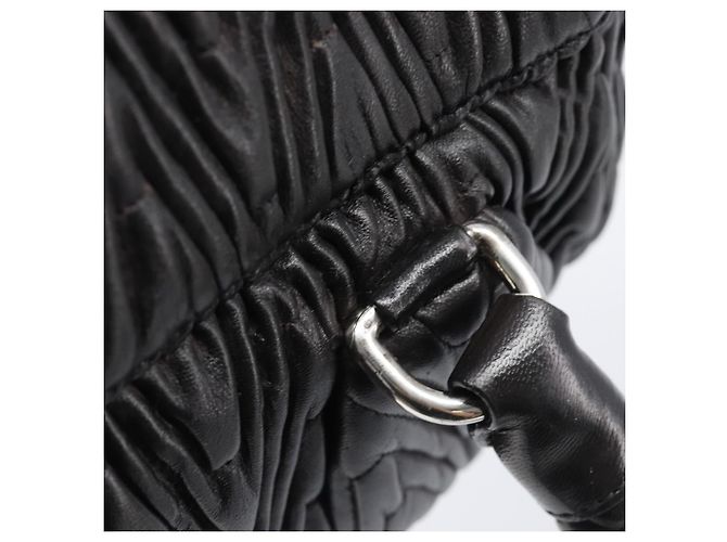 Borsa a mano PRADA in pelle nera argento BN1235 Auth am12716A Nero - vista 8