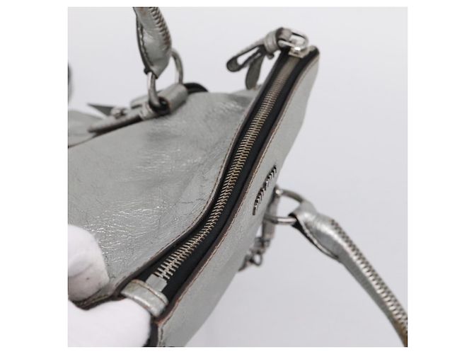 Bolso de Mano Miu Miu de Cuero 2way Silver Auth 167772M Plata - vista 14