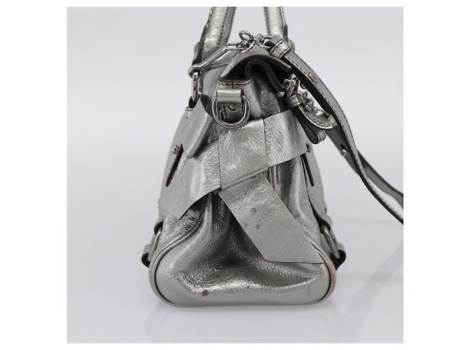 Bolso de Mano Miu Miu de Cuero 2way Silver Auth 167772M Plata - vista 3