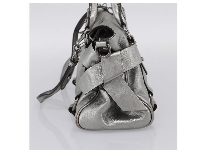 Bolso de Mano Miu Miu de Cuero 2way Silver Auth 167772M Plata - vista 4