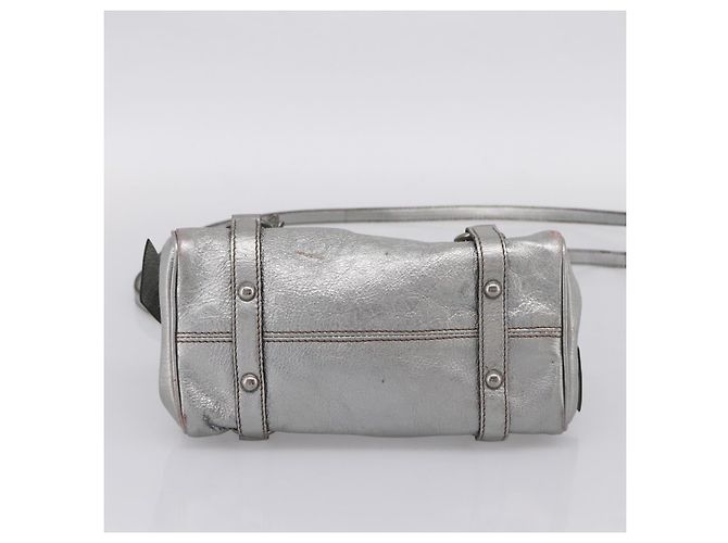 Bolso de Mano Miu Miu de Cuero 2way Silver Auth 167772M Plata - vista 5