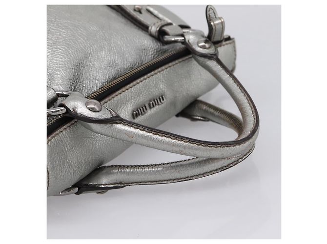 Bolso de Mano Miu Miu de Cuero 2way Silver Auth 167772M Plata - vista 7