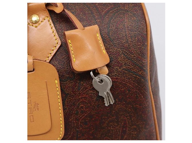 Borsa a Mano ETRO Paisley PVC Pelle Marrone Oro Auth 205356A D'oro - vista 10