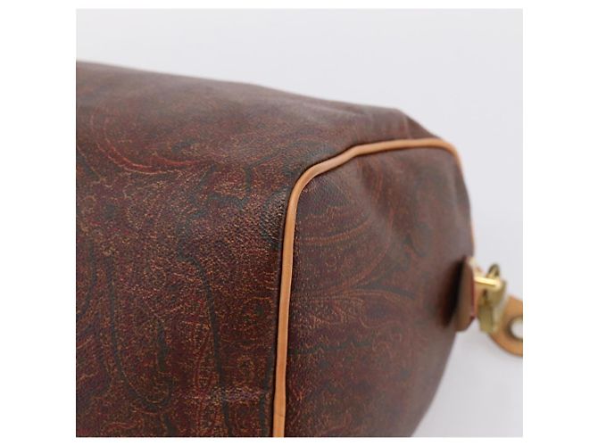 Borsa a Mano ETRO Paisley PVC Pelle Marrone Oro Auth 205356A D'oro - vista 15