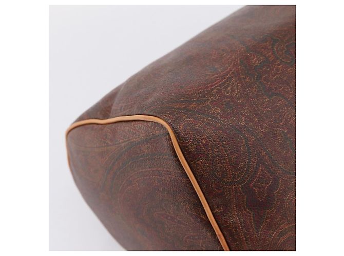 Borsa a Mano ETRO Paisley PVC Pelle Marrone Oro Auth 205356A D'oro - vista 16