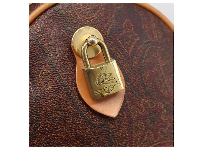 Borsa a Mano ETRO Paisley PVC Pelle Marrone Oro Auth 205356A D'oro - vista 18