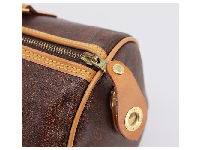 Borsa a Mano ETRO Paisley PVC Pelle Marrone Oro Auth 205356A D'oro - vista 19