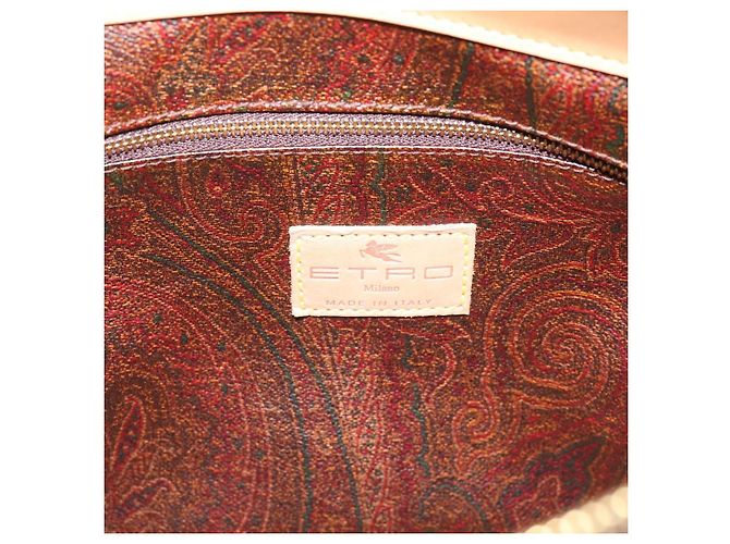 Borsa a Mano ETRO Paisley PVC Pelle Marrone Oro Auth 205356A D'oro - vista 21