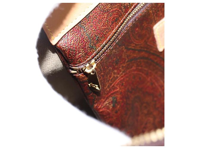 Borsa a Mano ETRO Paisley PVC Pelle Marrone Oro Auth 205356A D'oro - vista 24