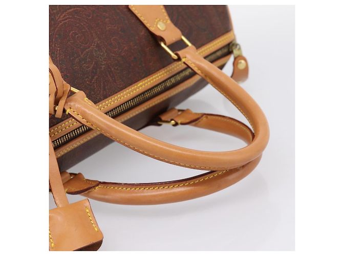 Borsa a Mano ETRO Paisley PVC Pelle Marrone Oro Auth 205356A D'oro - vista 7