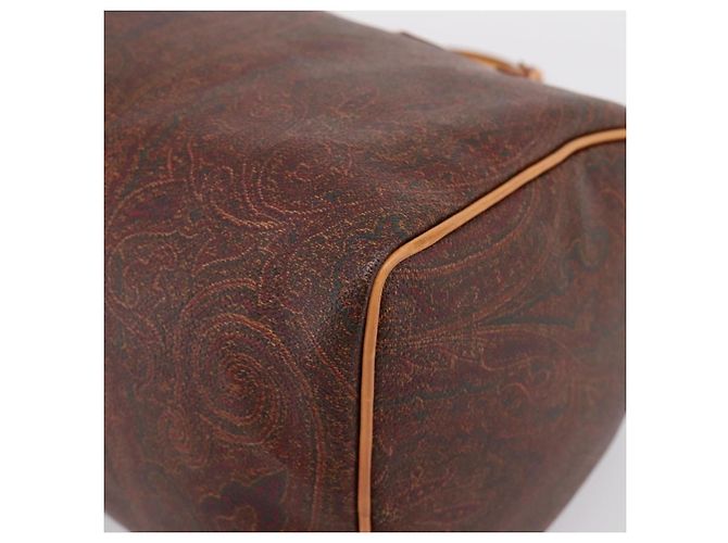 Borsa a Mano ETRO Paisley PVC Pelle Marrone Oro Auth 205356A D'oro - vista 9